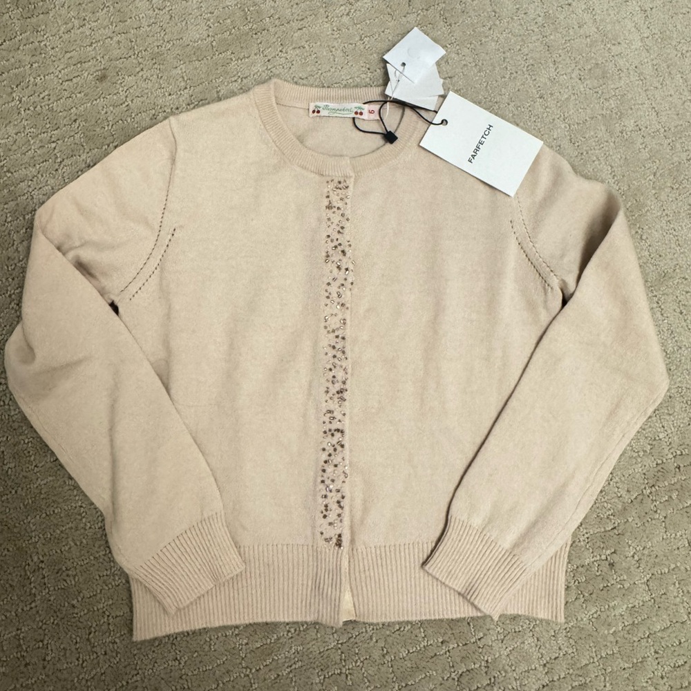 Bonpoint Pinko Cream Cardigan in size 6